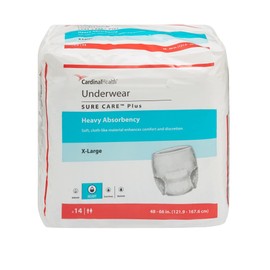 Cardinal Health Sure Care Plus Incontinence Underwear for Men and Women - Disposable Adult Diaper with Tear Away Seams - Heavy Absorbency, Large, 72 Count