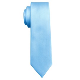 KOOELLE Men's Ties Solid Pure Color 2.35" (6CM) Plain Slim Necktie Skinny Light Blue Ties For Men
