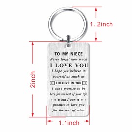 MOQIYXL Niece Christmas Gifts from Auntie Uncle, Niece Keyring Presents for Birthday Graduation Christmas for Women Girls