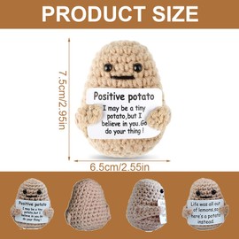 SGERUFZ Pocket Hug Positive Potato Mini Plush Funny Potato Doll Creative Knitting Wool Doll for Women Farewell Gift Colleagues Best Friend Gifts Pack of 2