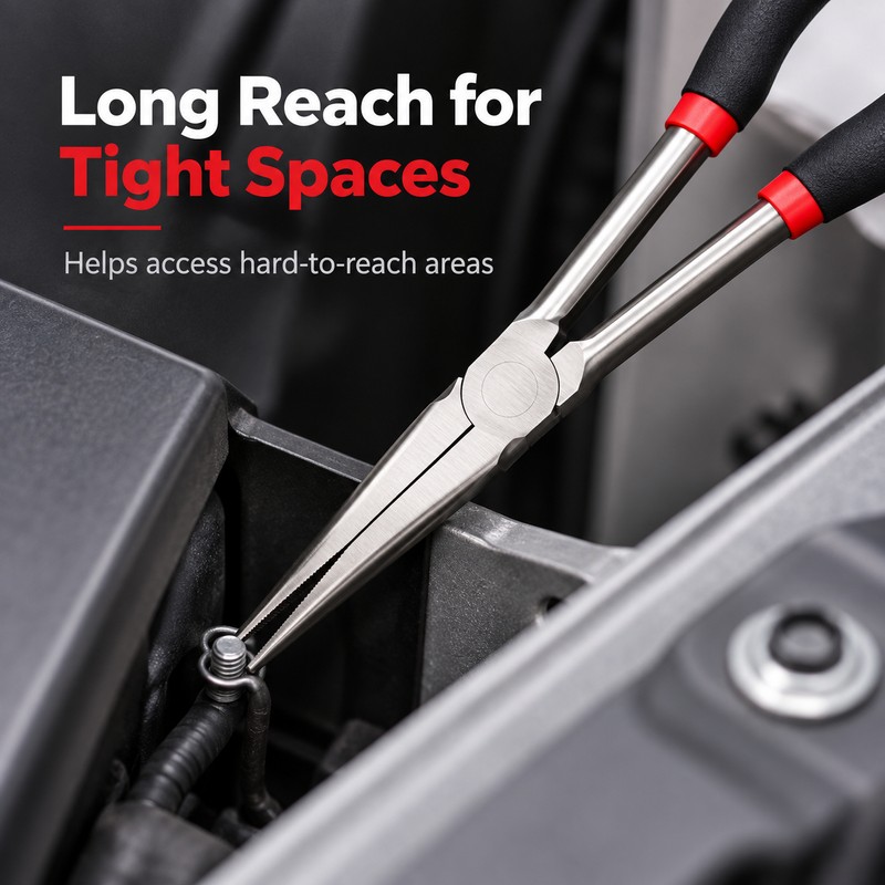 11-Inch Long Nose Pliers – Bent Handle Tool with 5