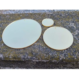 100 Laser Cut Gold Mirror Acrylic Blank Round Discs Smooth Edge Plexiglass Circles 1/8 inch (3 mm) with or Without Holes DIY Crafts Keychains Jewelry Gift Tags (1", with Hole)