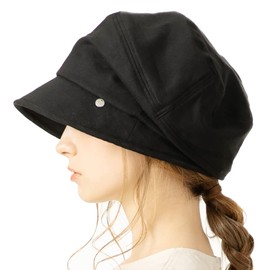 Lou and Sea Women's Large Size Hat, Cotton, Linen, Wide Brim, Cooling Sensation, UV Protection, Full Light Blocking, UV Protection, Spring and Summer, Black