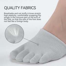 bysock 6 Pairs Toe Topper Socks for Women No Show Invisible Non-Skid Seamless Mule Five Finger Half Socks Grey