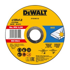 Dewalt DT42340 Cutting Abrasive Disc, T1 Inox, 125 mm x 1 mm x 22.2 mm