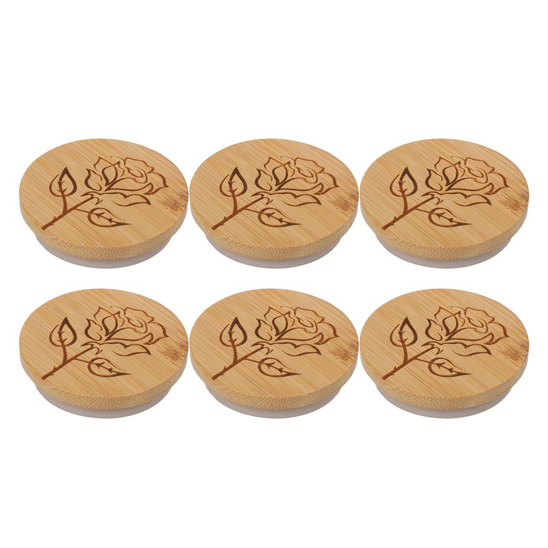 6Pcs Jar Wood Lid Set Easy to Clean Storage Jar