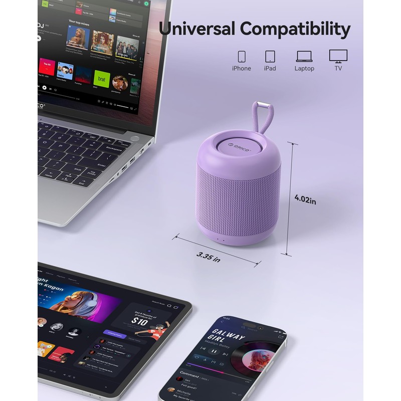 ORICO Portable Bluetooth Speaker, 27H Playtime, IPX5, Wireless, Small