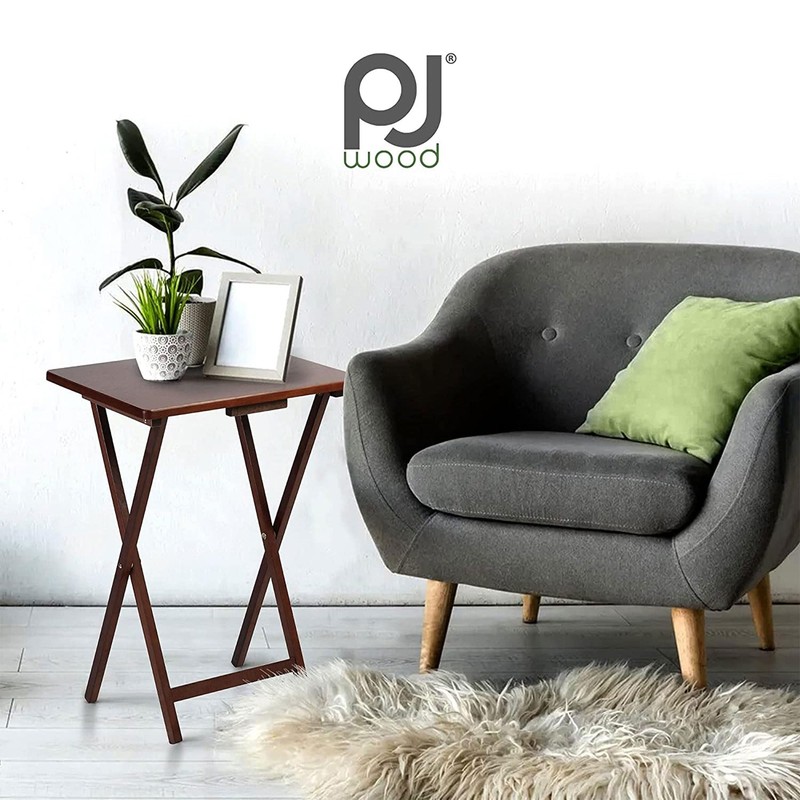 PJ Wood 2-Pack Folding TV Tray & Table, Multifunctional Foldable
