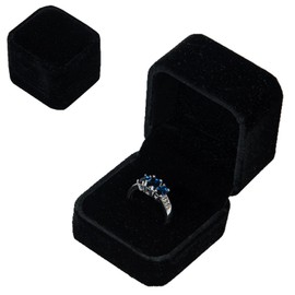 CavspkArt Velvet Wedding Ring Box, Square Ring Storage Box, Engagement Ring Box, Ring Necklace Earrings Box, Ring Organiser Box for Men and Women Engagement Wedding Proposal (Black)