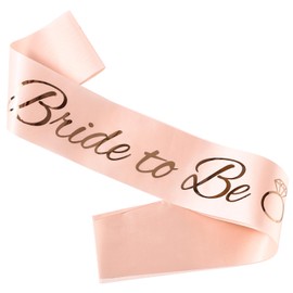 Bride to Be Sash, Bride Sash for Bridal Shower, Bachelorette Sash, Bachelorette Party Wedding Engagement Party Favors Gift Accessories Pink Satin Sash with Gold Lettering (Pink)