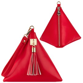 Aatacas Women Leather Clutch Wallet Triangle Wristlet Purse Fits Cell Phone with Wrist Strap