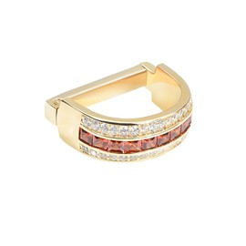 Mens Tie Ring Tie Clasp Necktie Clips Holder Bar Accessories for Necktie Gold Silver Tone, Large, Gold Plated Brass, Crystal