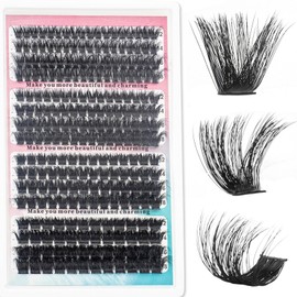 KEYRI Pack of 240 Individual Eyelashes, 100D+120D+150D+200D, Home Eyelash Extension, DIY Cluster Extensions, Reusable Individual Eyelashes for Beginners (Black)