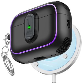 MHYALUDO for AirPods Pro 2 Case with Plating Ring, Military-Grade Anti-Drop Lock Design, Full Body Protection with Cleaning Kit & Keychain for AirPods Pro 2nd Generation 2023/2022/2019, Black