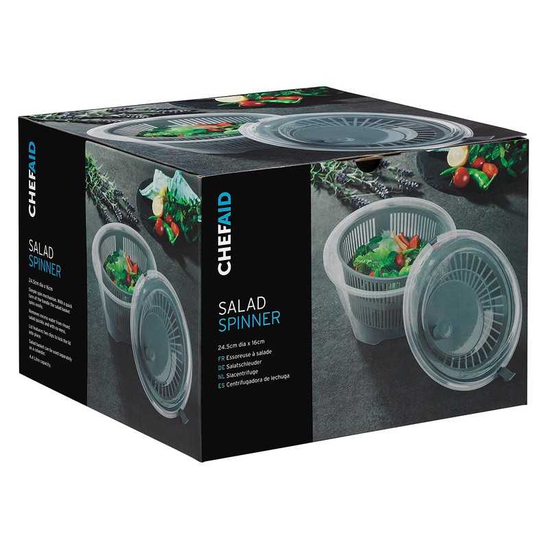 Chef Aid Clear Plastic Salad Spinner Measuring 24.5cm x 16cm,