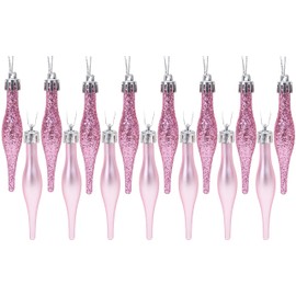 Christmas Concepts® Pack Of 15-8.5cm Droplet Baubles - Matte & Glitter Design - Christmas Baubles (Baby Pink)