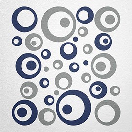 WANDfee® Wall Tattoo, Circles, Dots, 50 Stickers, Colour Choice For Children's Bedroom, Living Room, Hallway, Bathroom, Kitchen, Tile Stickers, grey