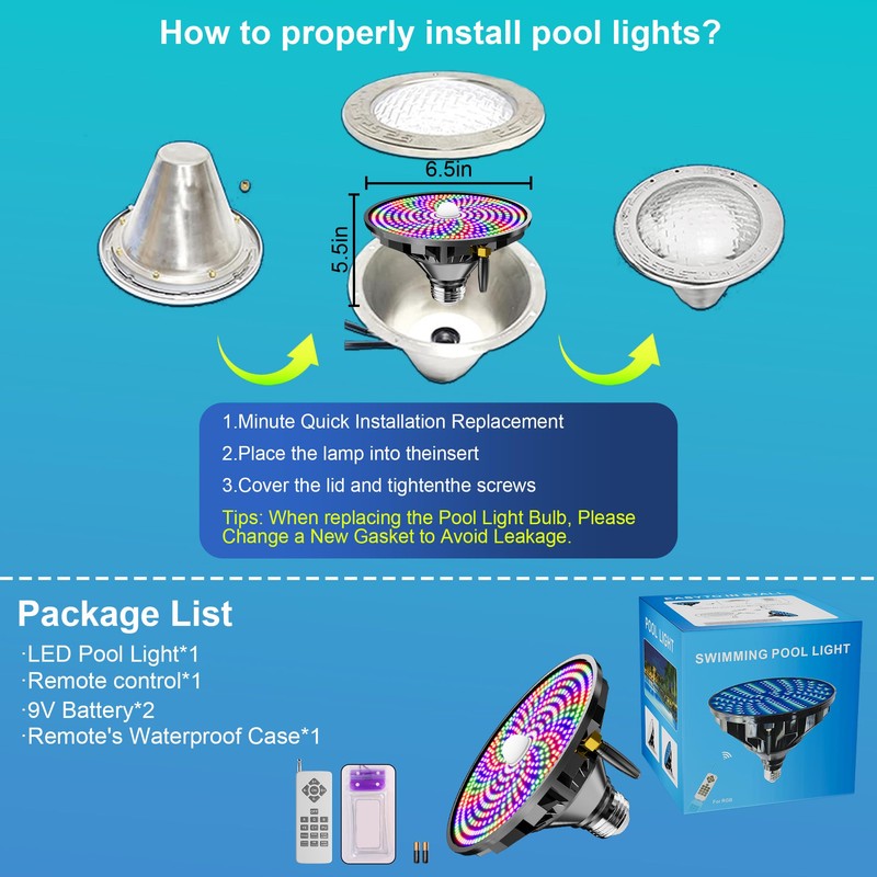 Vzyhik Pool Lights for Inground Pool LED Pool Light Bulb