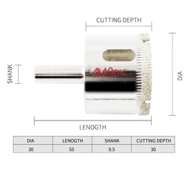 LAIWEI Diamond Hole Saw 40mm, Glass, Ceramic, Granite, Marble Drill Bits, Electric Drill Bits, 1-9/16” (40mm) Cutting Diameter