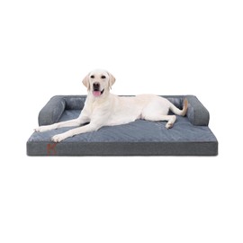 KSIIA Washable Dog Bed XL Senior Dog, Orthopedic Warm Soft Pet Sofa Waterproof Pet Couch with Sides, Non-Slip and Egg-Crate Foam Extra Large Beds with Removable Cover, 41x27Inch, Dark Grey