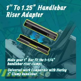 MoKitDora 1" to 1.25" Handlebar Riser Adapter for Harley 1" Clamp Handlebar Sportster Dyna Softail Touring Universal, Black