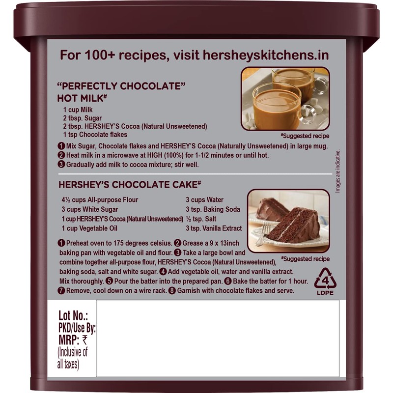HERSHEY'S Natural Unsweetened Cocoa Powder Can, 8 oz 226G