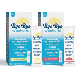 Bye-Bye Weekend Recovery & Hydration Drink Mix - Electrolytes, Probiotics, Vitamins for Liver & Gut - Goodbye Fatigue, Brain Fog - Variety 20 Pack