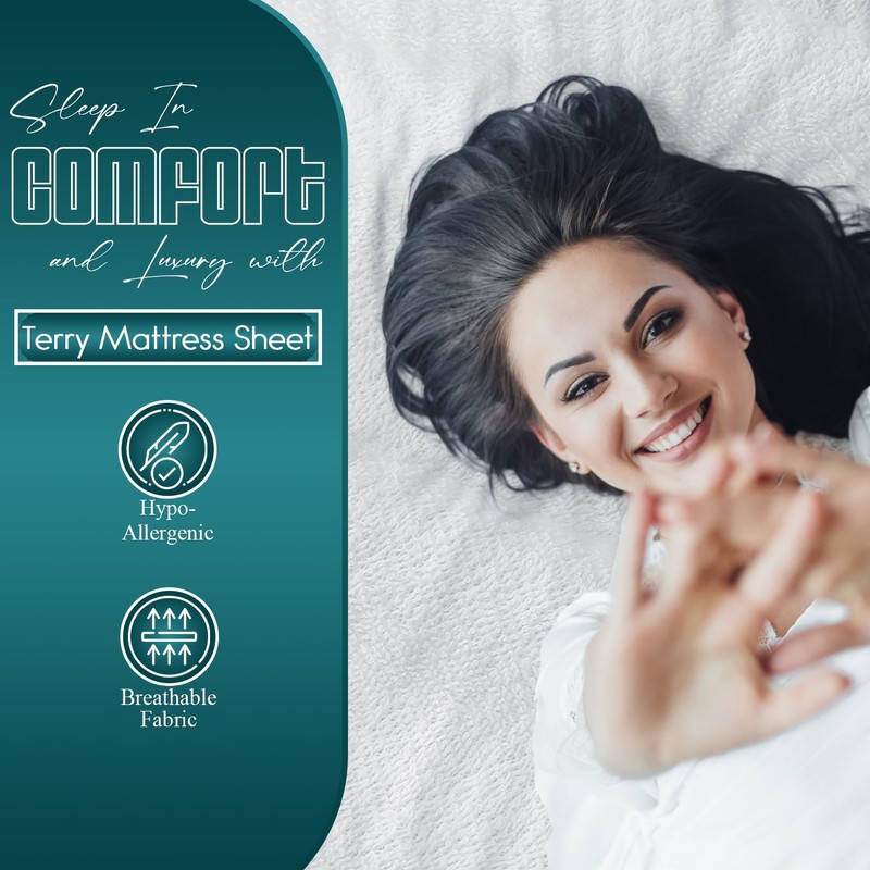 Sunshine Comforts Terry Cotton Kingsize Mattress Protectors King Size-Non-Allergenic &