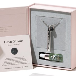 Scilla ROSE Breathe Deeply Moon Phase Breathing Necklace – Silver Pendant with Fresh Eucalyptus Oil Blend & Lava Stone | Aromatherapy for Relaxation, Stress Relief & Relaxation Aid | New Year, Birthday Gift Set