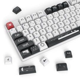 Owpkeenthy 133-Key Minimalist White and Black PBT keycaps, Custom 75 Percent XDA Keycap Set for 60% 65% 75% 96% Fullsize MX Switches Mechanical Keyboard (B White)