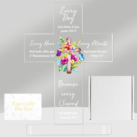 Acrylic Cross Christian Gifts for Women, Religious Gifts with Bible Verse and Prayers Inspirational Scripture Gifts For Mom, Daughter, Wife, Him Her Faith Catholic Friends Birthday Graduation Gifts