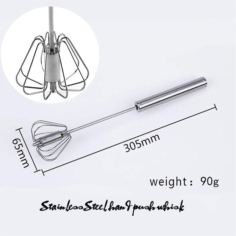Stainless Steel Egg Whisk, Hand Push Rotary Whisk Blender, Versatile