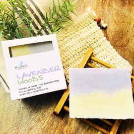 Bluebyrd Soap Co. Lavender Woods Bar Soap | 100% Essential Oil Fragranced Bar -Natural Cleansing Body Wash Bars | Handmade Organic Lavender Soap Bar With Best Skin Ingredients (Evergreen)