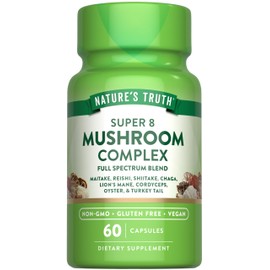 Nature's Truth Mushroom Complex Capsules | 60 Count | Full Spectrum Complex of Super 8 Mushrooms | Vegan, Non-GMO, & Gluten Free Supplement