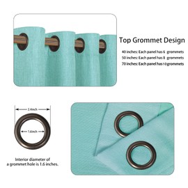 LORDTEX Linen Look Textured Blackout Curtains with Thermal Insulated Liner - Heavy Thick Grommet Window Drapes for Bedroom, 70 x 84 Inches, Seafoam, Set of 2 Panels