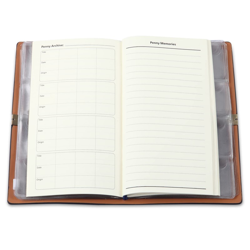 MUDOR Pressed Penny Collecting Book with Archival Diary, Souvenir Penny