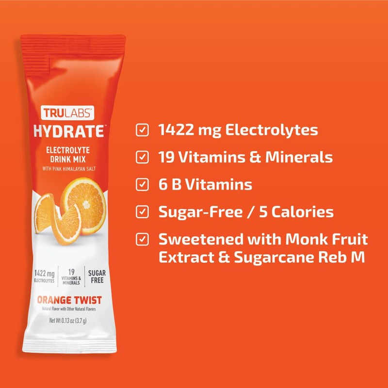 TRULABS Hydrate - Strawberry Lemonade. Sugar Free Electrolytes Hydration Packets.