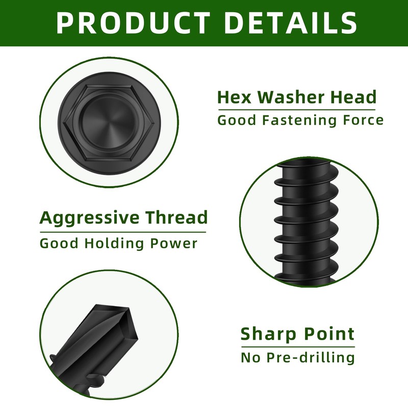 Mellewell #12 x 3/4" Hex Washer Head Self Drilling Screws,