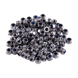 HANLATO 70Pcs M6 x 1.0mm Nylon Inserted Hex Lock Nuts, 304 Stainless Steel M6 x 1.0mm Hex Drive, A2-70 Standard Metric Thread Nylock Nuts, Nylon Insert Self-Locking Nuts for Fastener, DIN985