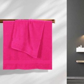 Belizzi Home Cotton 2 Pack Oversized Bath Towel Set 28x55 inches, Large Bath Towels, Ultra Absorbant Compact Quickdry & Lightweight Towel, Ideal for Gym Travel Camp Pool - Hot Pink