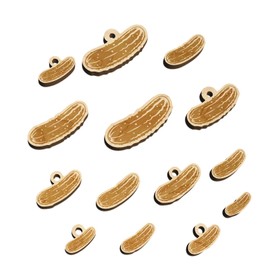 Dill Pickle Cucumber Mini Wood Shape Charms Jewelry DIY Craft - 25mm (7pcs) - No Hole