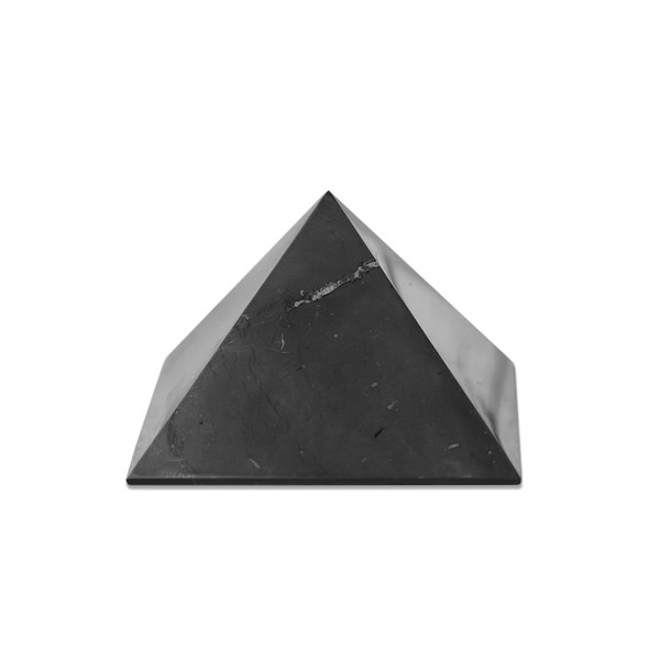 Karelian Heritage Shungite Stone Pyramid 2" | Authentic Shungite Stones Protection Polished Pyramid 2 inches (5 cm) | Black Stone Crystal Pyramid for Whole House Protection and Meditation PP03