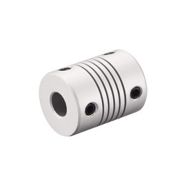 sourcing map 5 Pieces 6 mm to 8 mm Aluminium Alloy Rod Flexible Coupling Motor Plug Connection L25 x D19 Silver