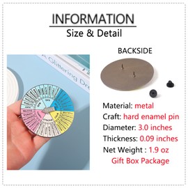 Feelings Emotion Wheel Enamel Pin - Round Color Wheel of Feelings Pin Brooch Badge Gift for Therapist Psychologist Counselor (feelings wheel pin)