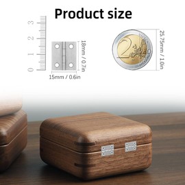 VIPMOON 50pcs Small Hinges with Screws, Retro Jewelry Box Hinges, 18 x 15mm Mini Hinges for Wooden Box, Folding Butt Hinges, Hardware Hinges for DIY Jewelry Box, Brown