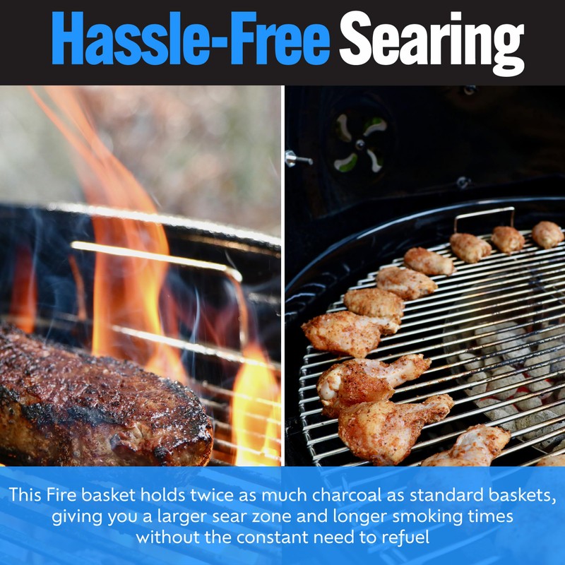 SnS Grills Slow ‘N Sear Charcoal Fire Baskets with Water