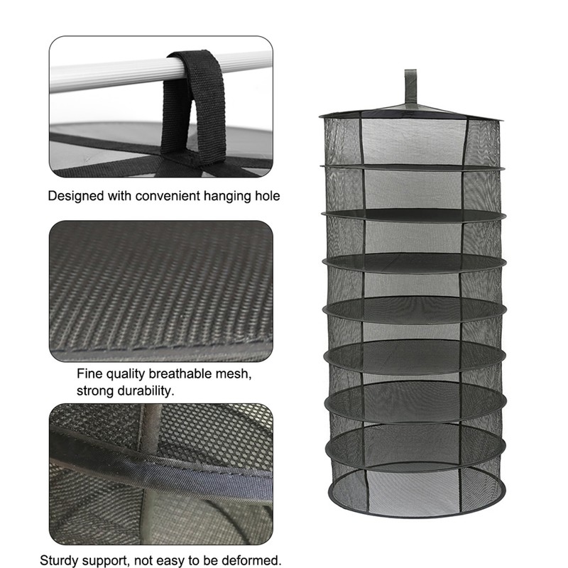 8 Layers Hanging Basket Folding Drying Rack Dry Net Opening