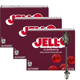 Candy Freezer Gelatin Dessert Mix - 3 oz Boxes (Pack of 3) - with Gem Spoon (Cranberry) - Gem Spoon