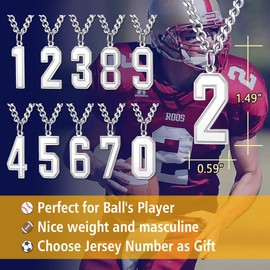 Number 2 Charm with Curb Chain Hiphop Jewelry Stainless Mens Necklace