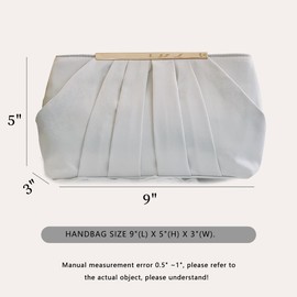 WESNDNE Clutch Purse for Women,Evening Clutches for Wedding, Detachable Chain Strap Pleated Crossbody Shoulder Handbag (silver)